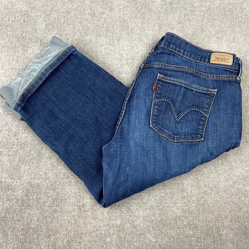Levi's 515 Capri Jeans Womens 12 Blue Cotton Stretch Denim Medium Wash Mid Rise